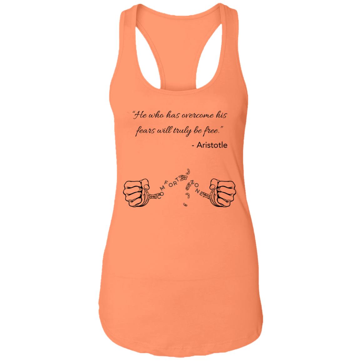 Motivational Ladies Ideal Racerback Tank: Break your Comfort Zone cuffs