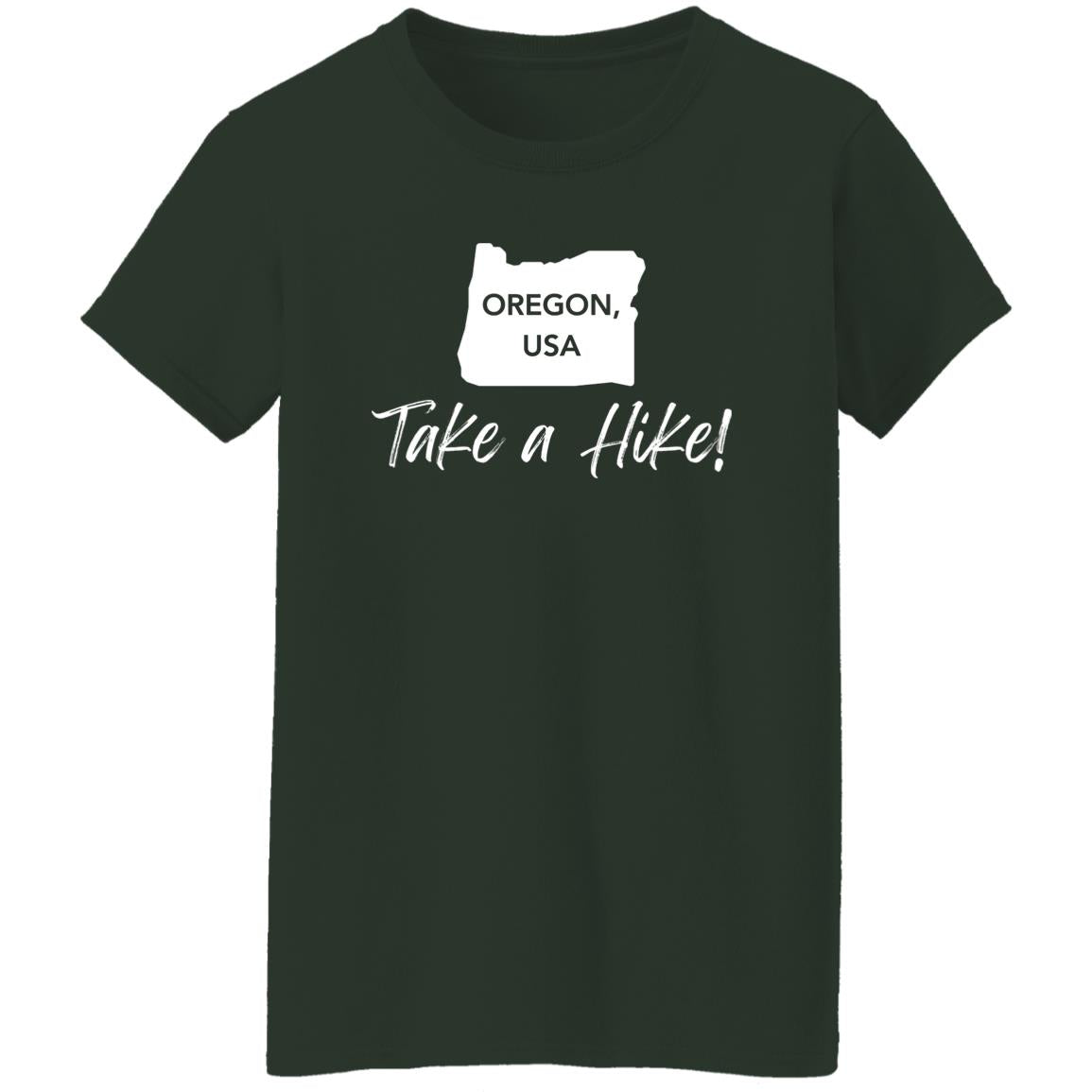 Adventurer Ladies' 5.3 oz. T-Shirt - Take a Hike Oregon white print