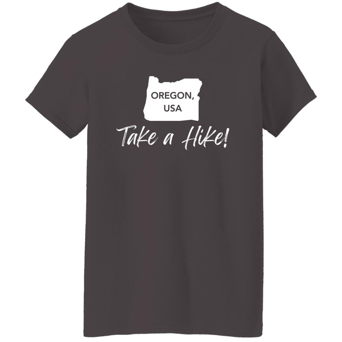 Adventurer Ladies' 5.3 oz. T-Shirt - Take a Hike Oregon white print