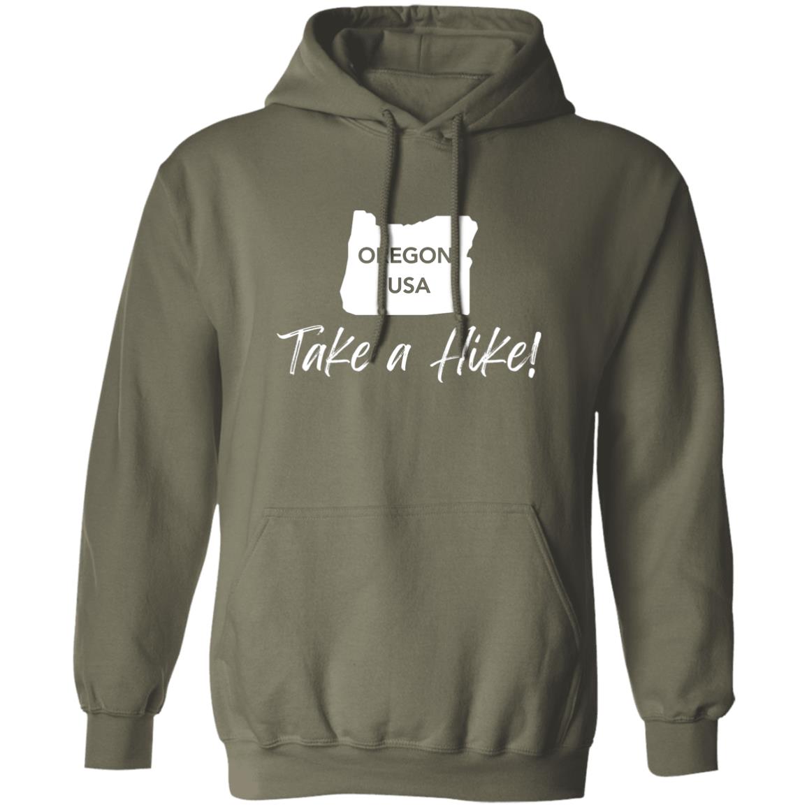 Comfy Pullover Hoodie for men or women - Take a Hike Oregon white print