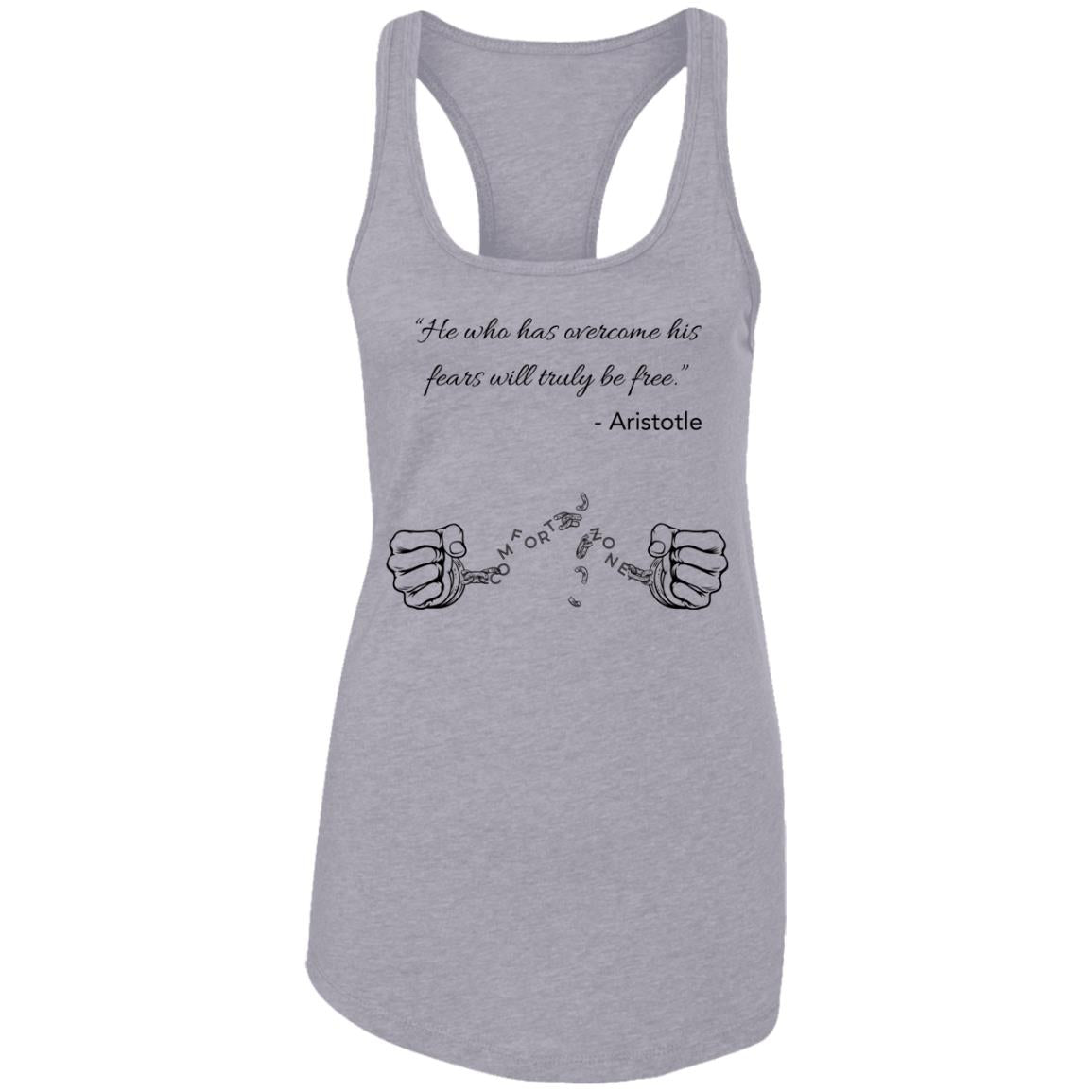 Motivational Ladies Ideal Racerback Tank: Break your Comfort Zone cuffs