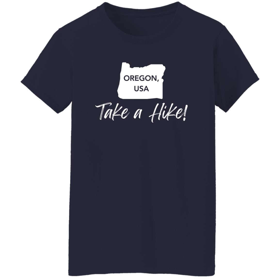 Adventurer Ladies' 5.3 oz. T-Shirt - Take a Hike Oregon white print