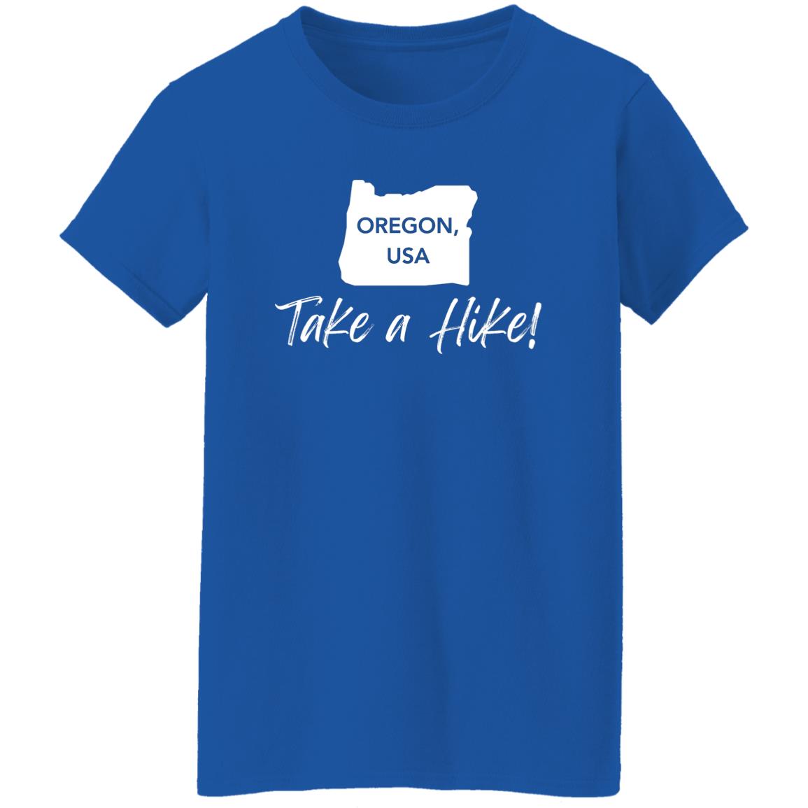 Adventurer Ladies' 5.3 oz. T-Shirt - Take a Hike Oregon white print