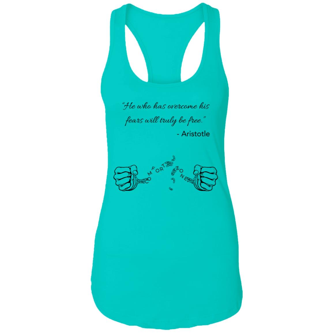 Motivational Ladies Ideal Racerback Tank: Break your Comfort Zone cuffs