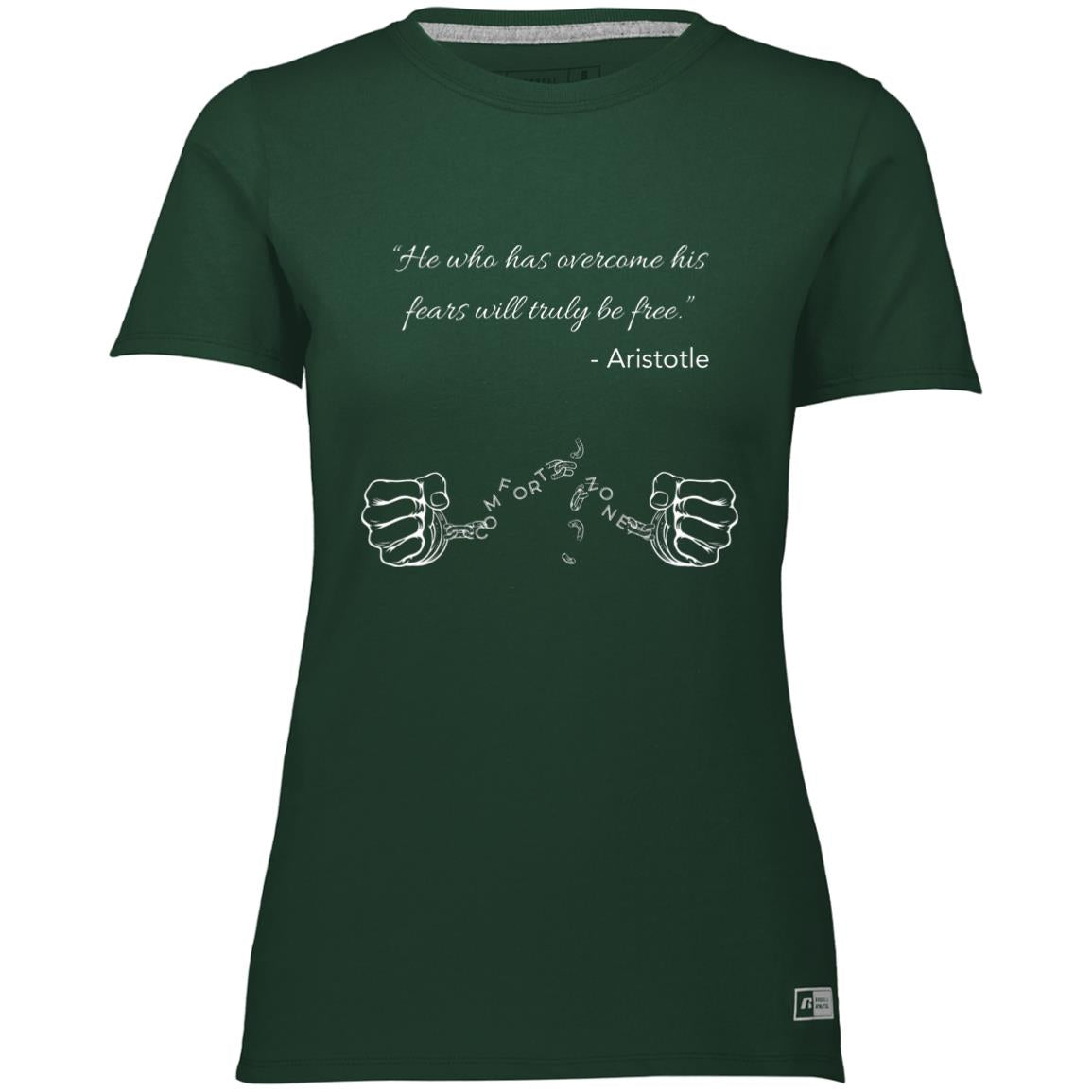 Motivational Ladies’ Essential Dri-Power Tee: Breaking your Comfort Zone cuffs