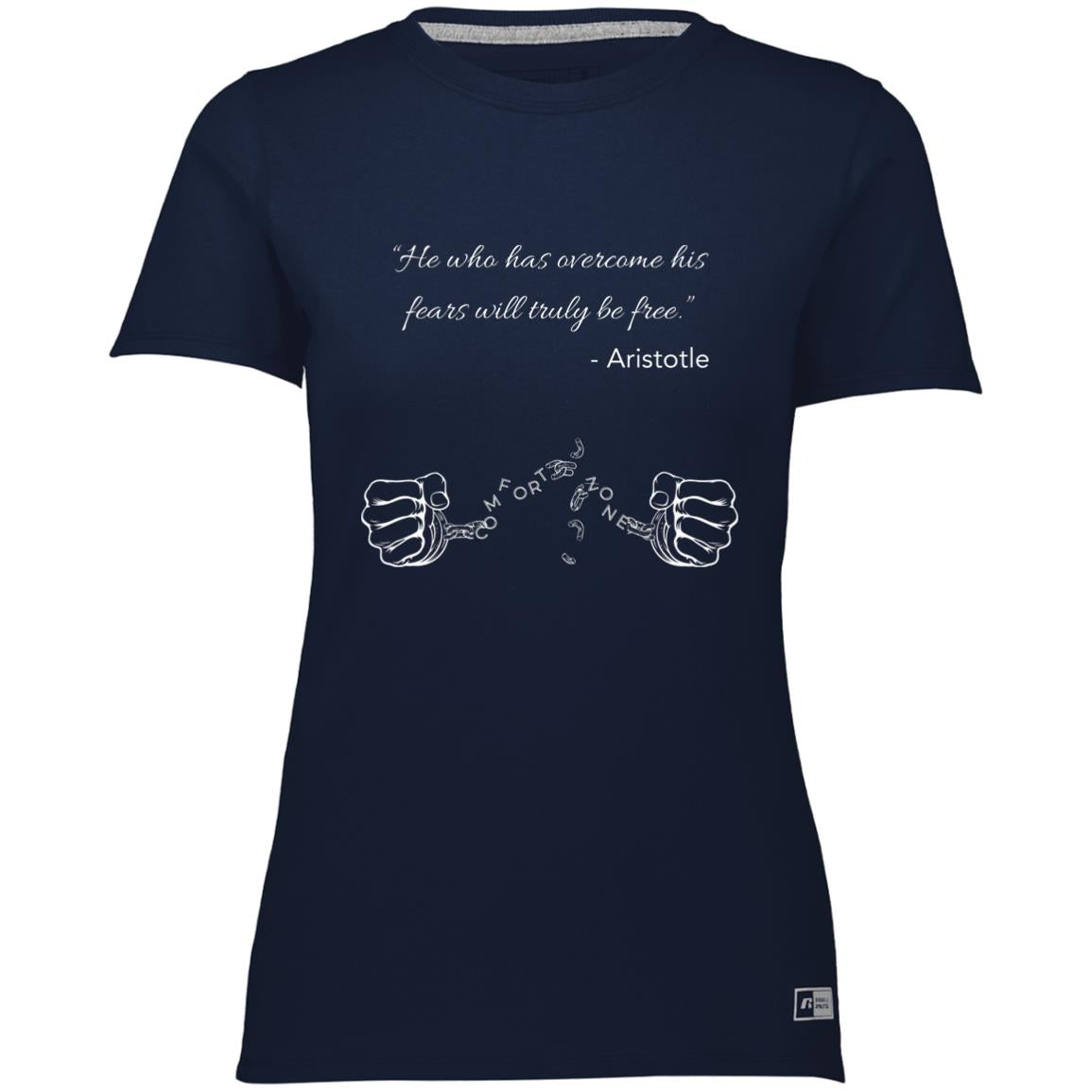Motivational Ladies’ Essential Dri-Power Tee: Breaking your Comfort Zone cuffs