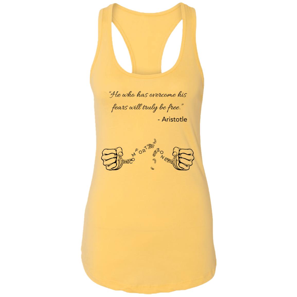 Motivational Ladies Ideal Racerback Tank: Break your Comfort Zone cuffs