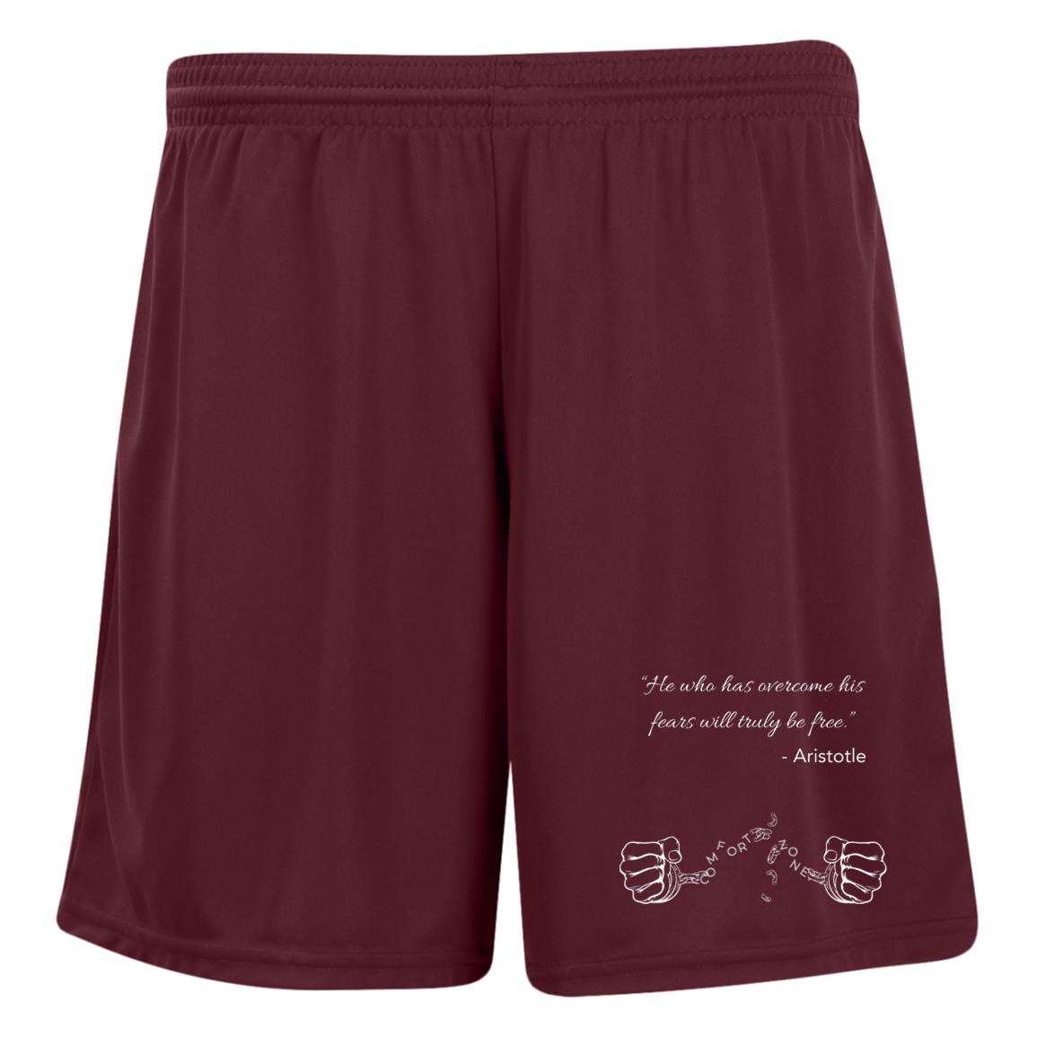 Motivational Ladies' Moisture-Wicking 7 inch Inseam Training Shorts: Break your Comfort Zone cuffs