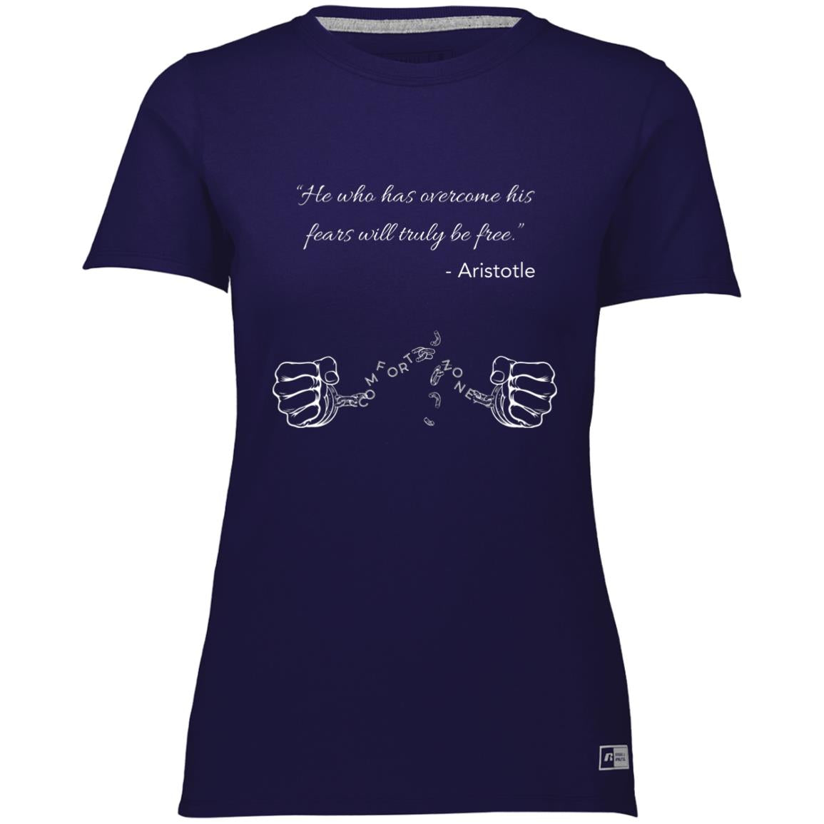 Motivational Ladies’ Essential Dri-Power Tee: Breaking your Comfort Zone cuffs