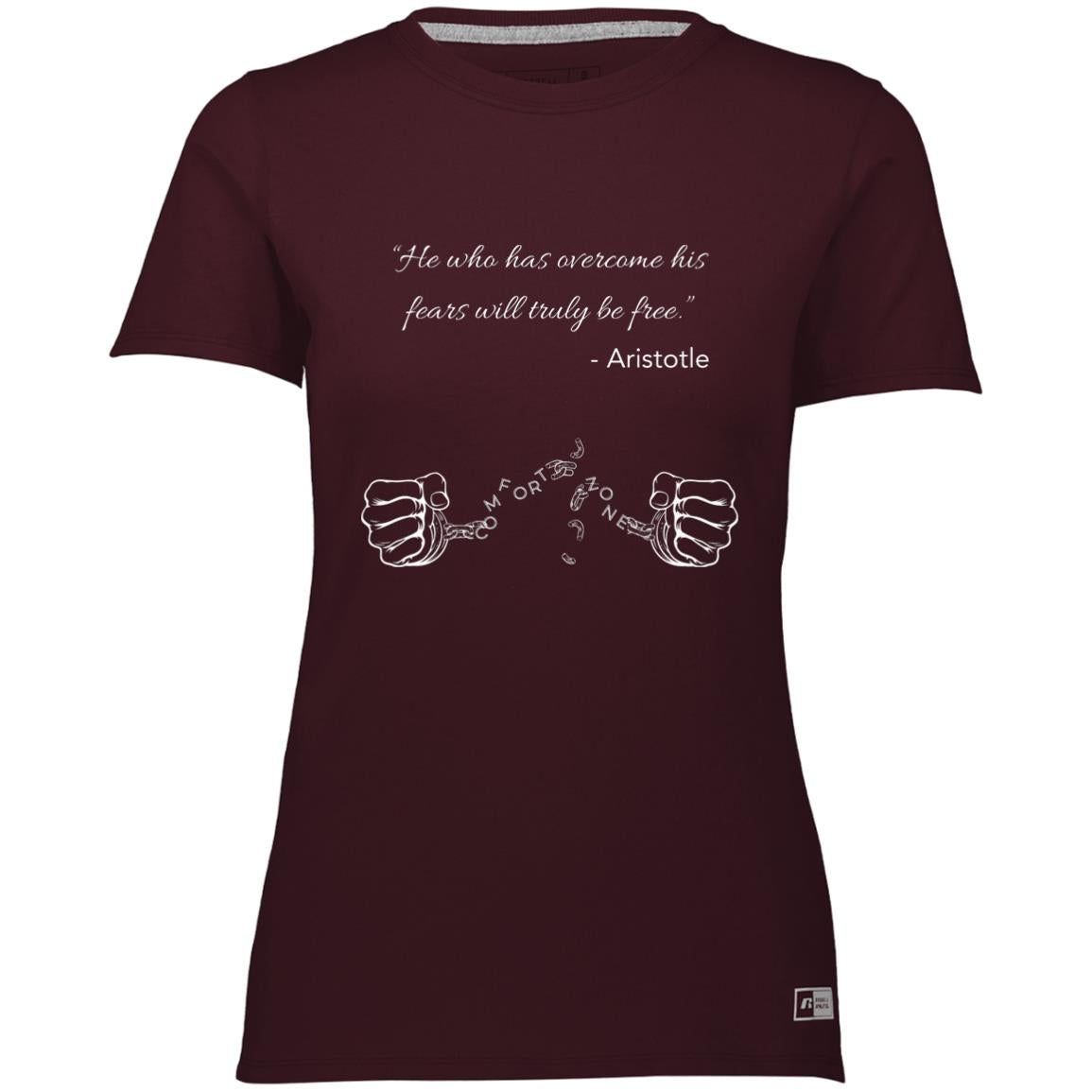 Motivational Ladies’ Essential Dri-Power Tee: Breaking your Comfort Zone cuffs