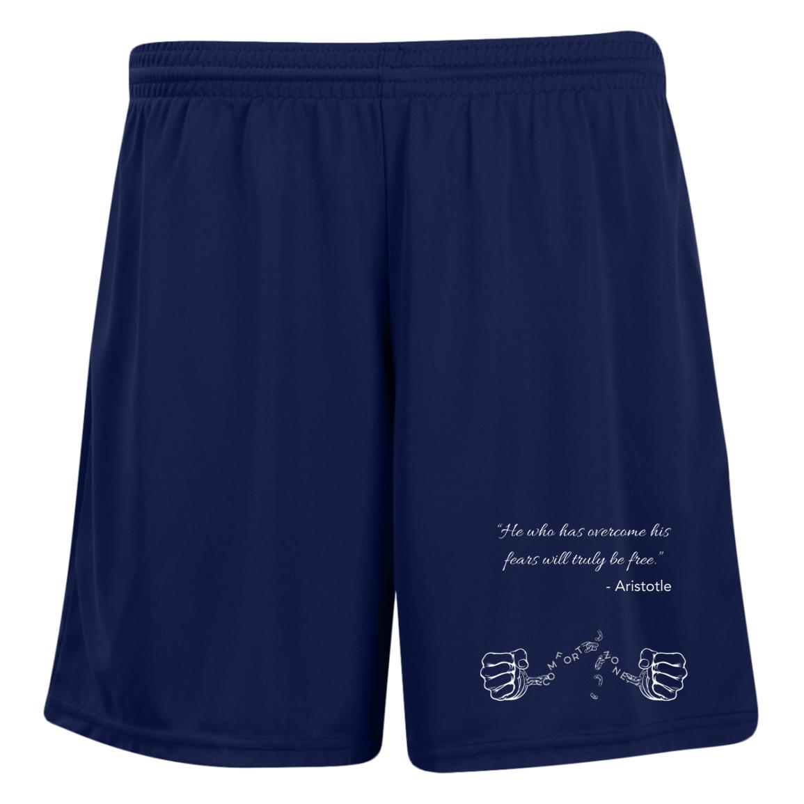 Motivational Ladies' Moisture-Wicking 7 inch Inseam Training Shorts: Break your Comfort Zone cuffs