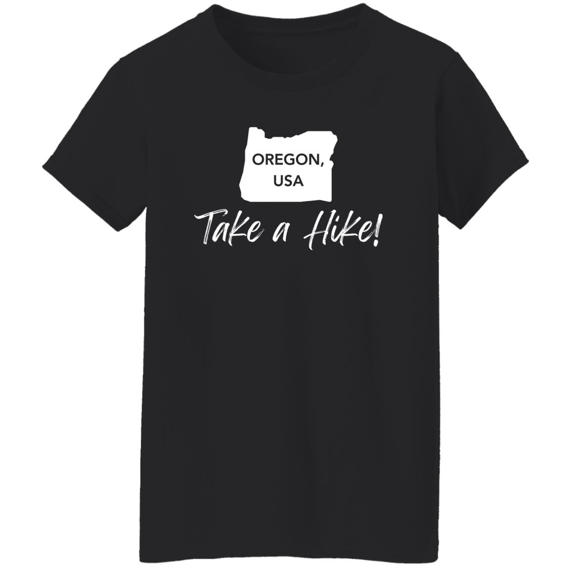 Adventurer Ladies' 5.3 oz. T-Shirt - Take a Hike Oregon white print