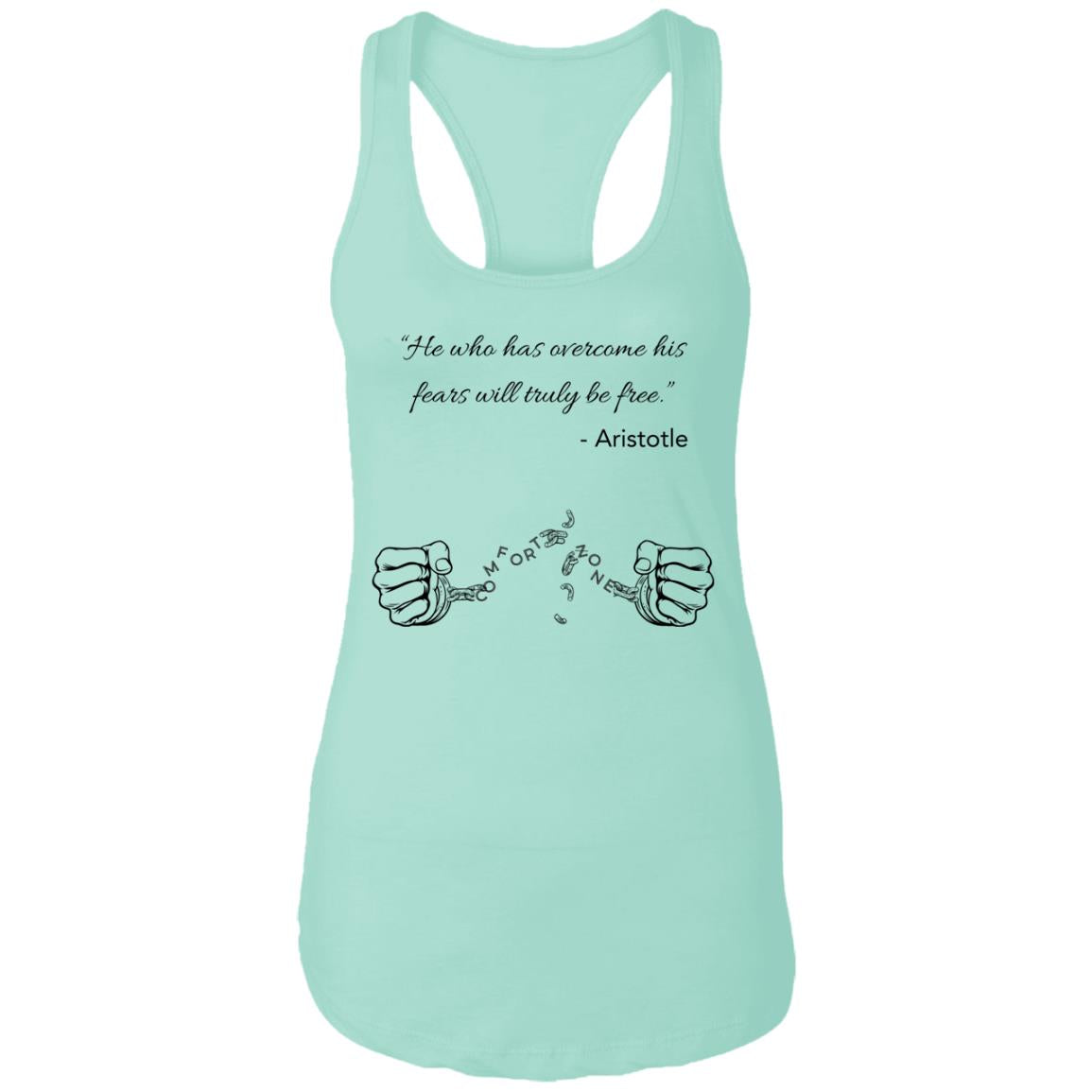 Motivational Ladies Ideal Racerback Tank: Break your Comfort Zone cuffs