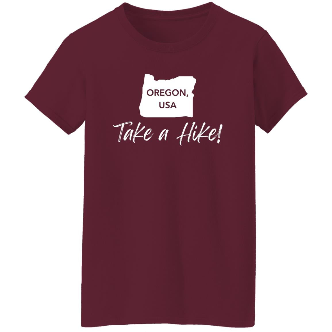 Adventurer Ladies' 5.3 oz. T-Shirt - Take a Hike Oregon white print