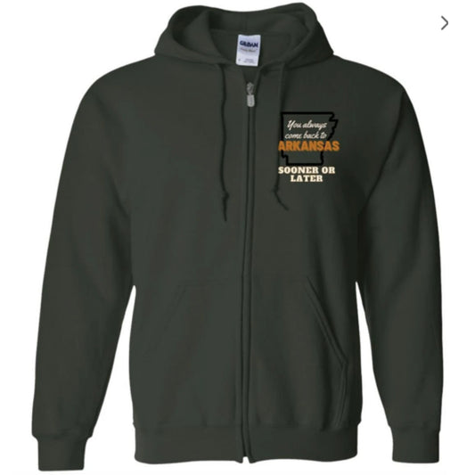 Arkansas Zip Up Hooded Sweatshirt | Arkansas Clothing | GIFTS FOR HIM or her