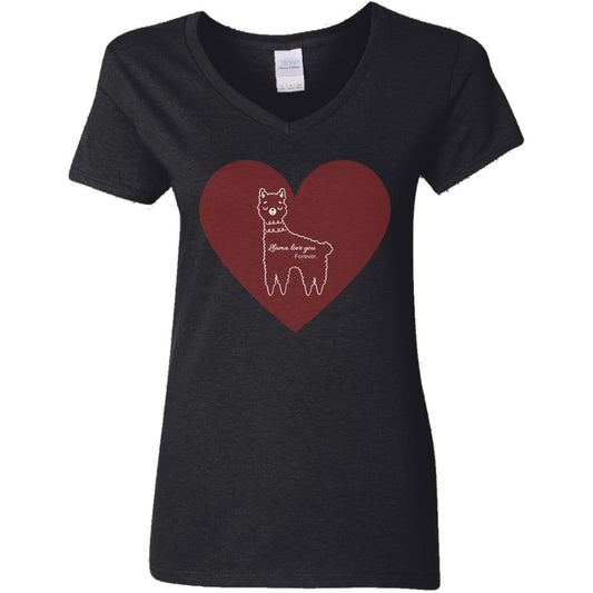 Llama Love Ladies' 5.3 oz. V-Neck T-Shirt (G500VL)
