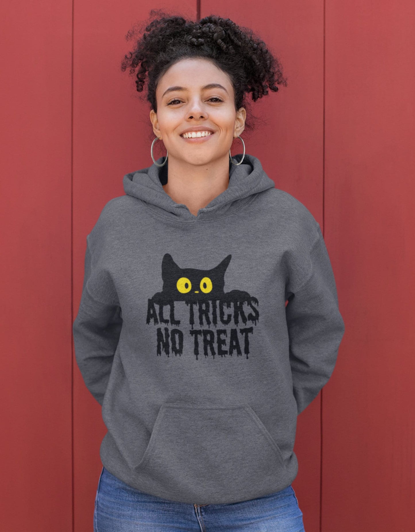 Halloween cat sweatshirt PLUS BONUS GIFT/ pullover hoodie for him or her/ peeking black cat face/ present for teacher, vet techs, pet lovers